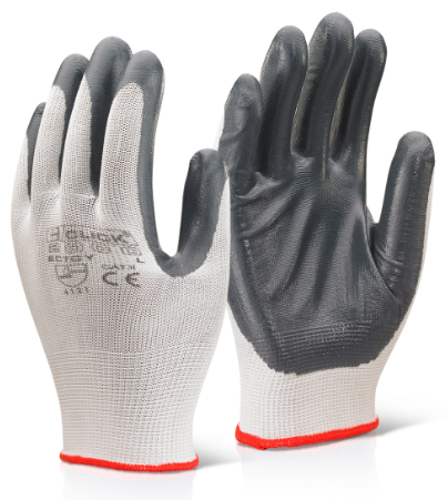 NITRILE PALM COATED POLYESTER GLOVES S-XL